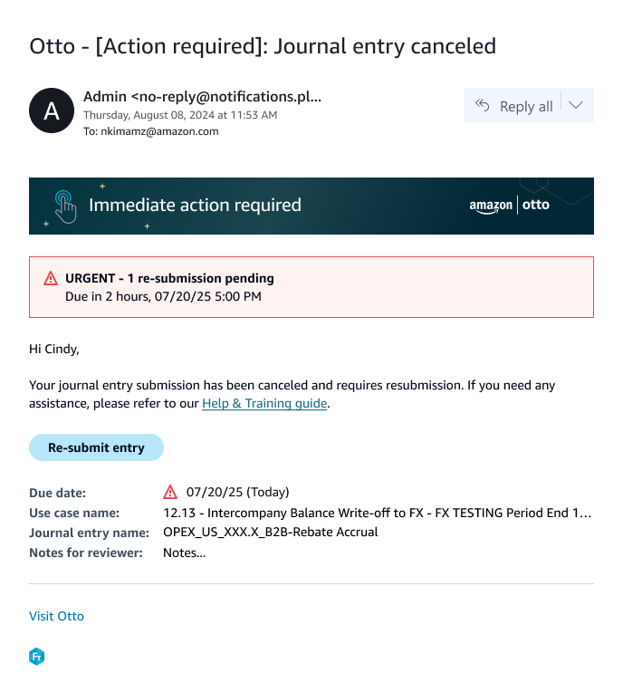 Second action-required email draft with annotations highlighting redundant urgency banners and accessibility concerns.