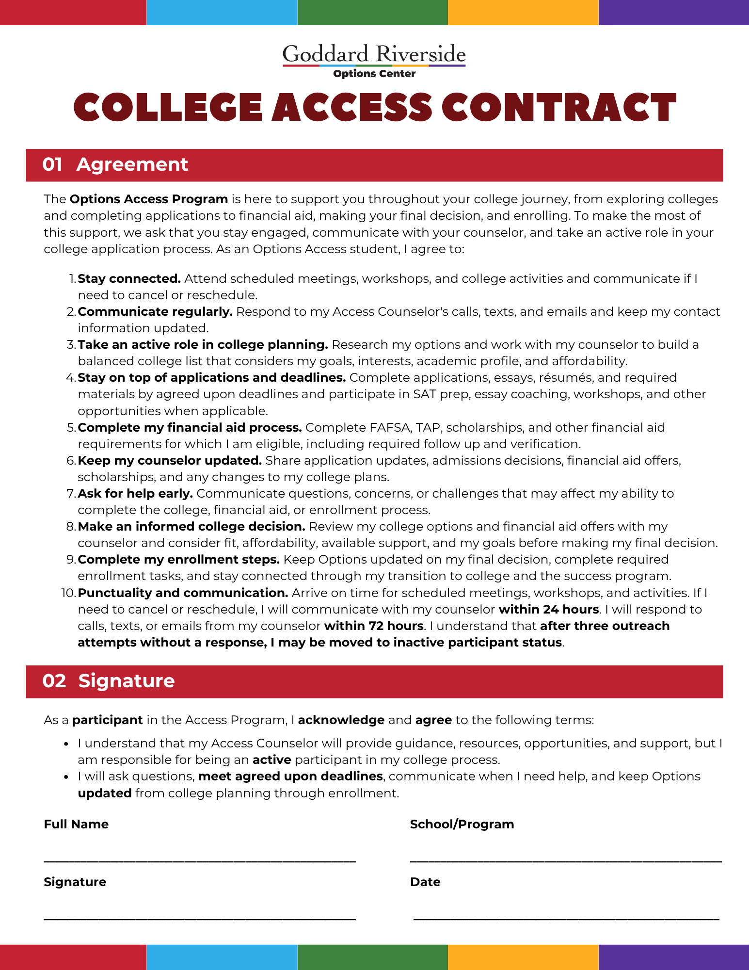 Access Program Contract Flyer