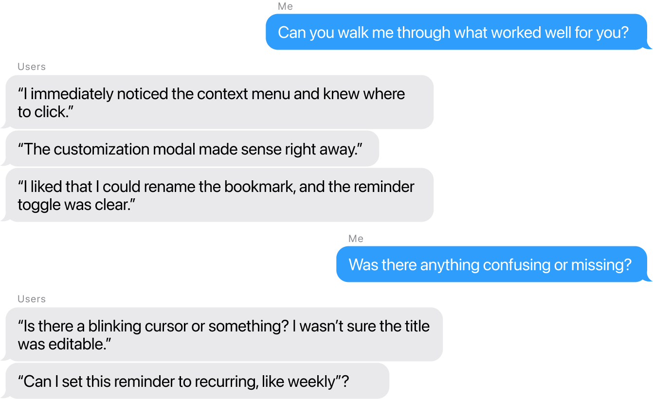 User feedback quotes