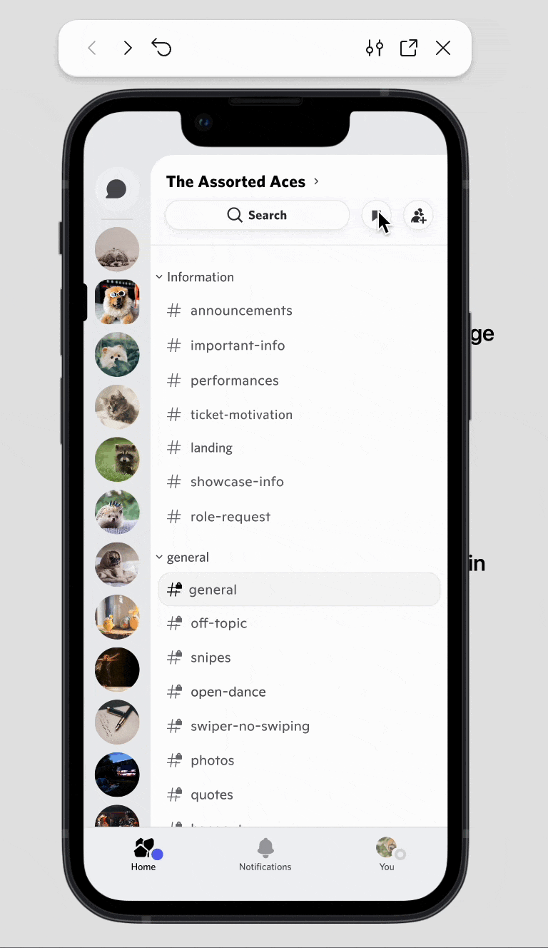 Flow 2 prototype showing bookmark creation